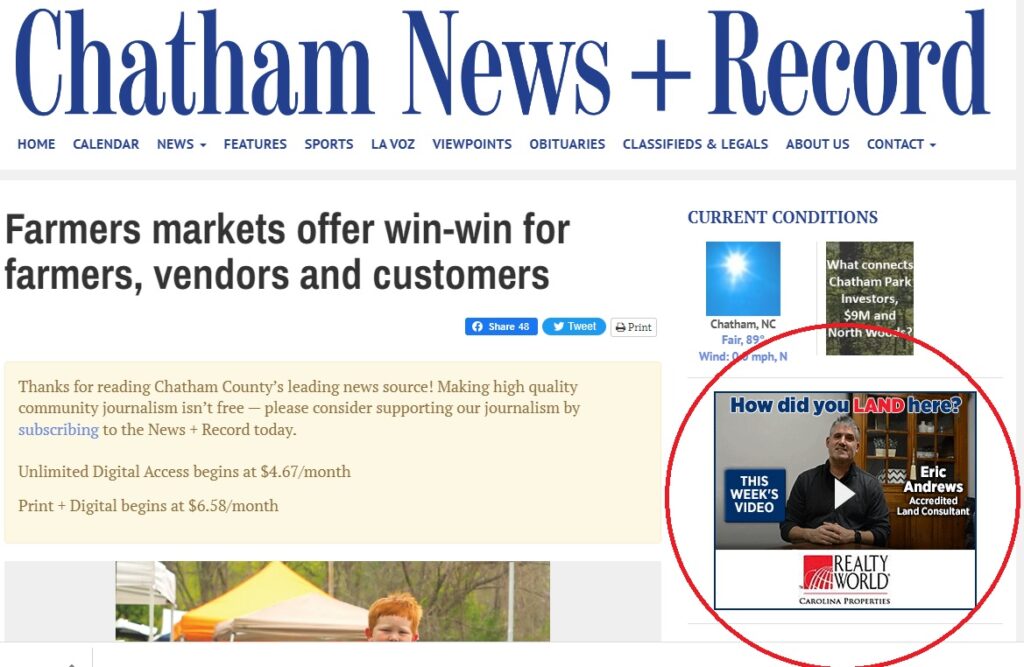 Eric Andrews in Chatham News + Record